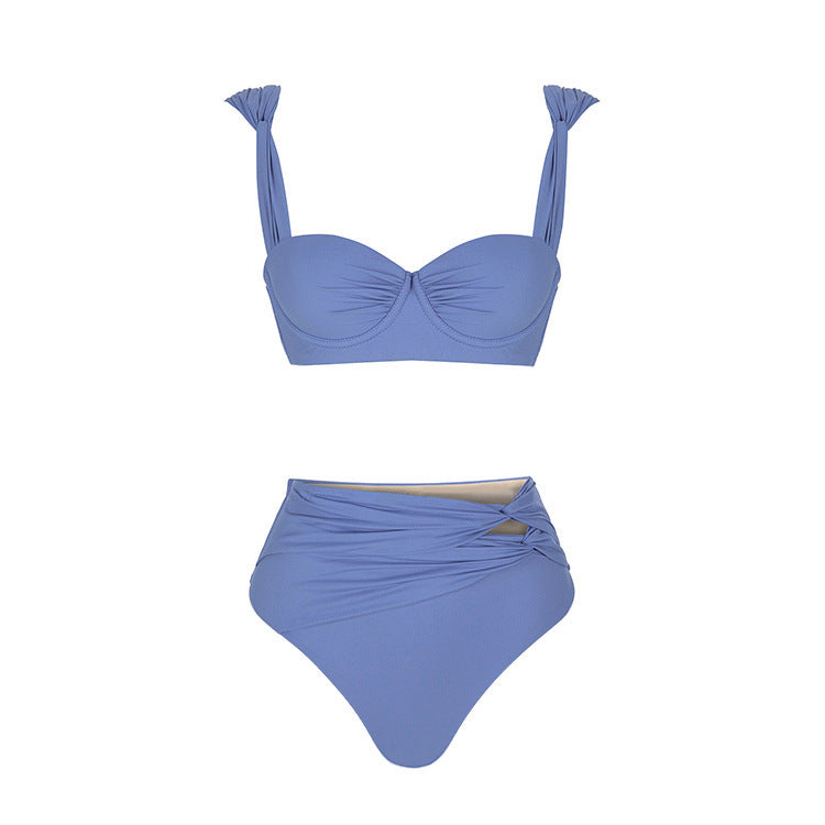 One-piece With Round Buckle Decoration Hollow Out Stitching Bikini Swimsuit Suit