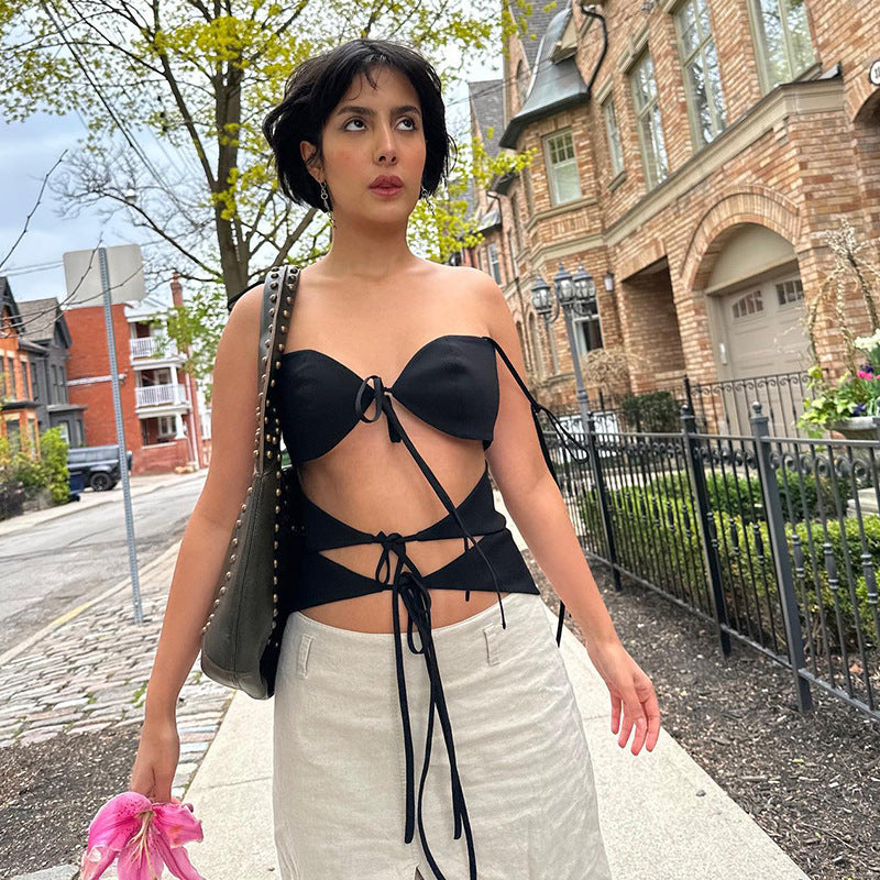 Cut-Out Camisole ā Trendy Tie-Front Strappy Top