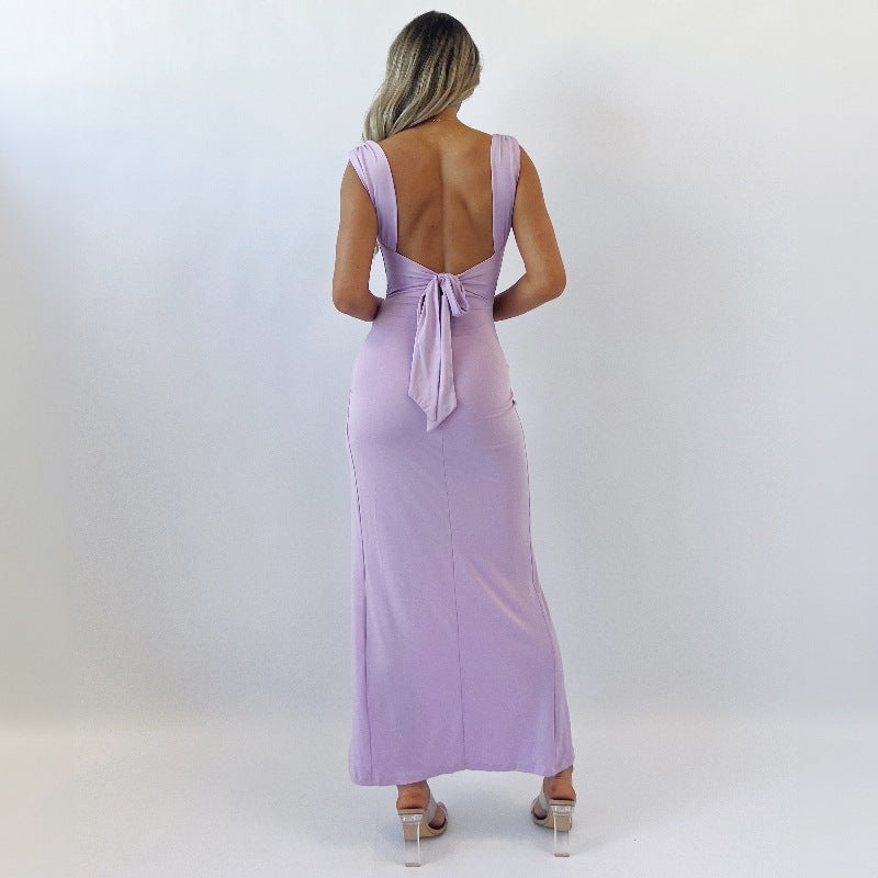 Slim Slit Dress With Back Tie Dresses