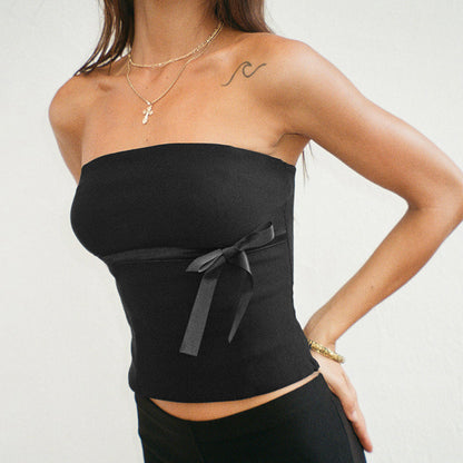 Fitted Sleeveless Bow Tube Top