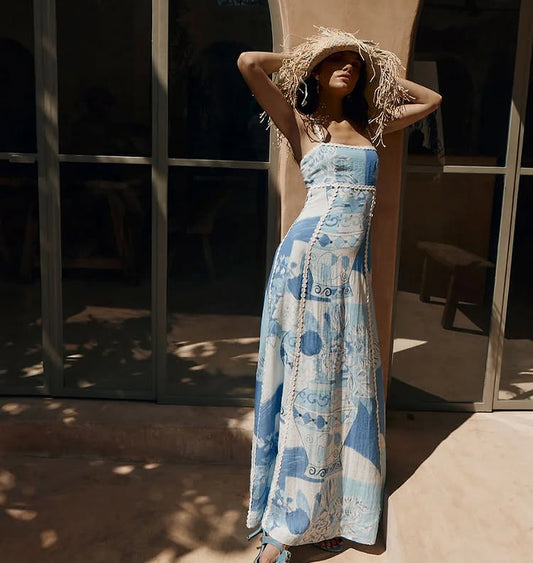 Mediterranean Breeze Boho Maxi Dress