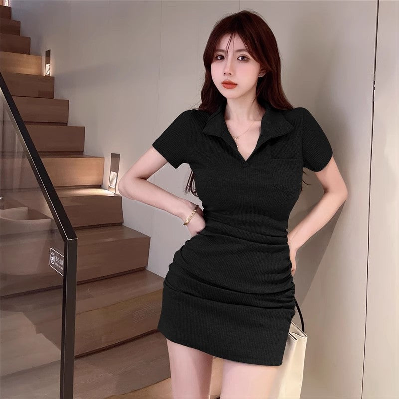 Polo Collar Short Sleeve Dress Summer