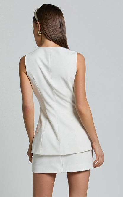 Square Collar Sleeveless Top & Sheath Skirt Set