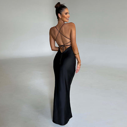 Luxe Silhouette Backless Drape Dress